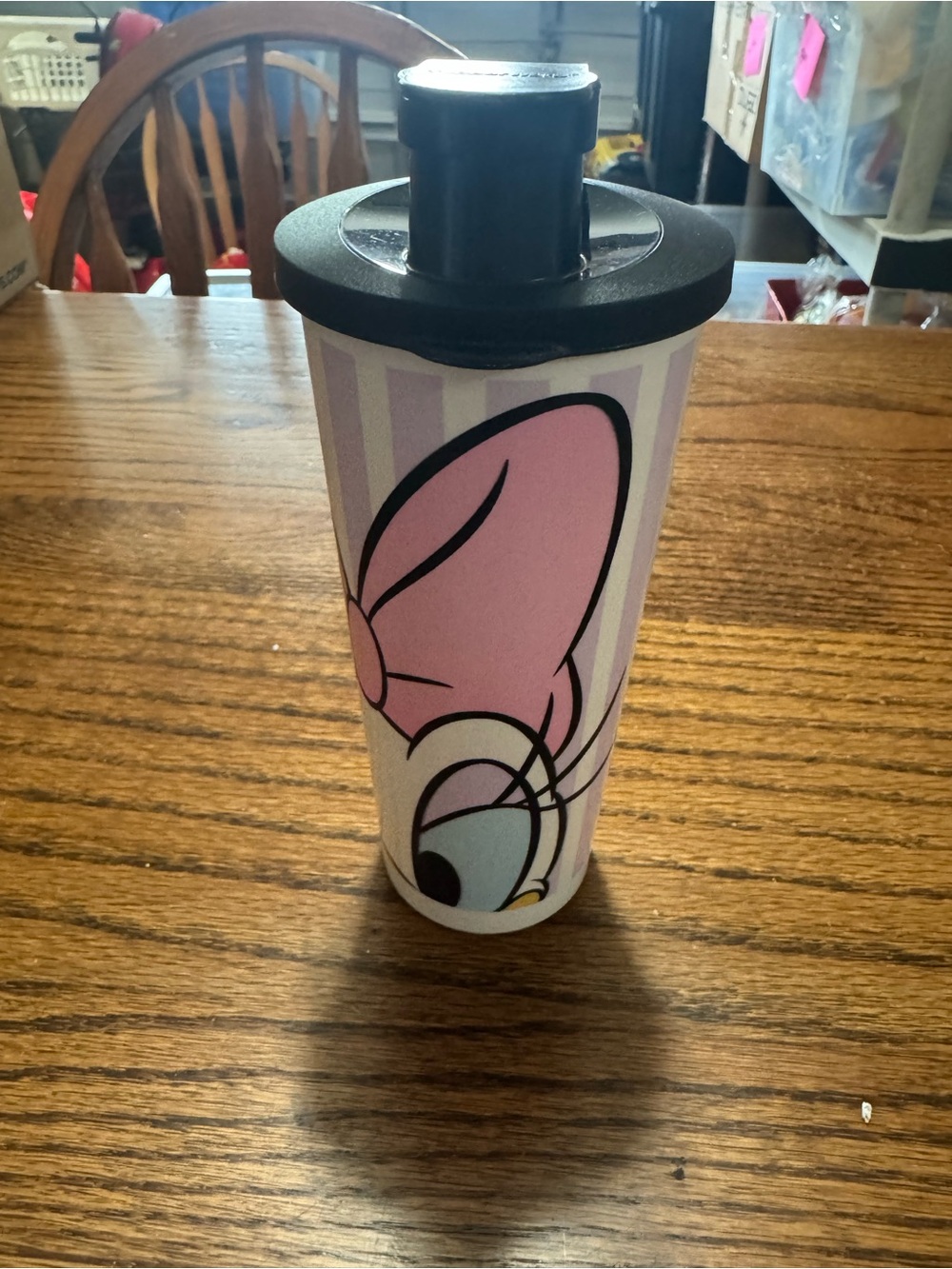 Tupperware Daisy Duck Travel Tumbler with Black Lid - Pink & White